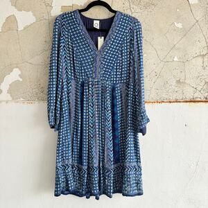 Anthropologie Embroidered Tunic Dress Long Sleeve Rayon Akemi + Kin Women XS NWT